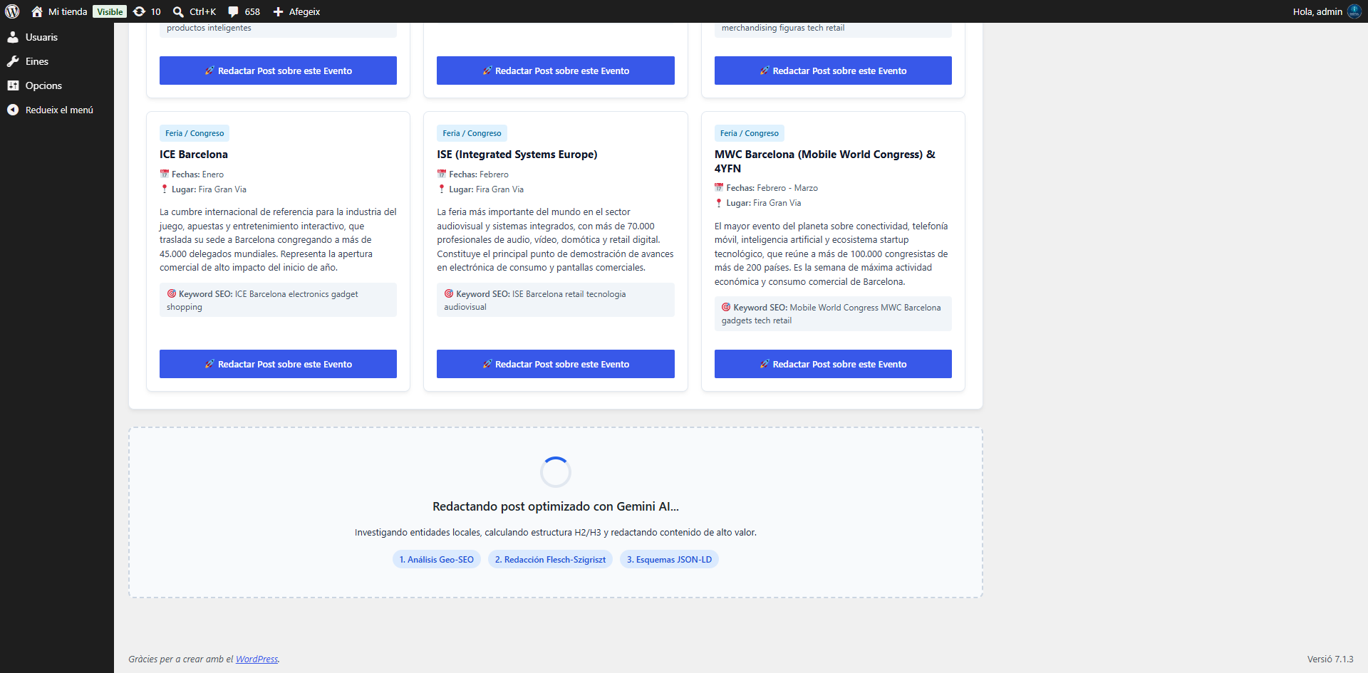 Tarjetas de Eventos del Radar